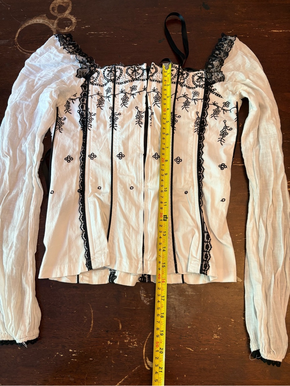 Vintage Tripp White Embroidered Milkmaid Corset Top - Picture 4 of 10